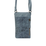 'THEA' Denim Distressed Real Leather Mobile Phone Crossbody Bag