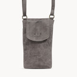 'THEA' Grey Distressed Real Leather Mobile Phone Crossbody Bag