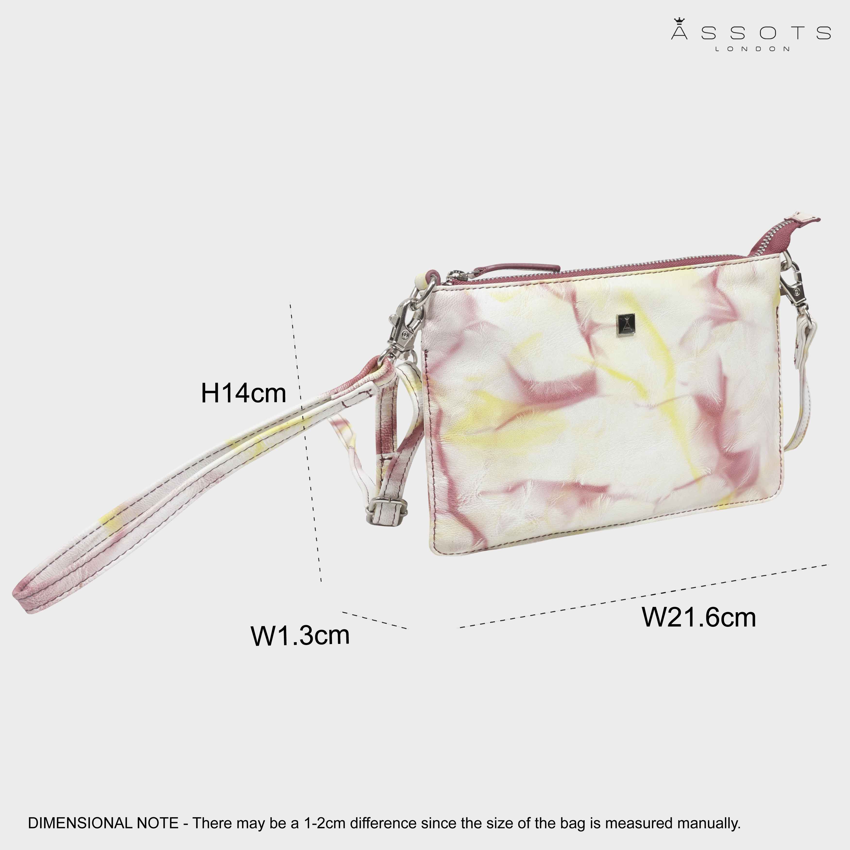 'TODD' Yellow & Red Tie Dye Real Leather Crossbody Wristlet Bag