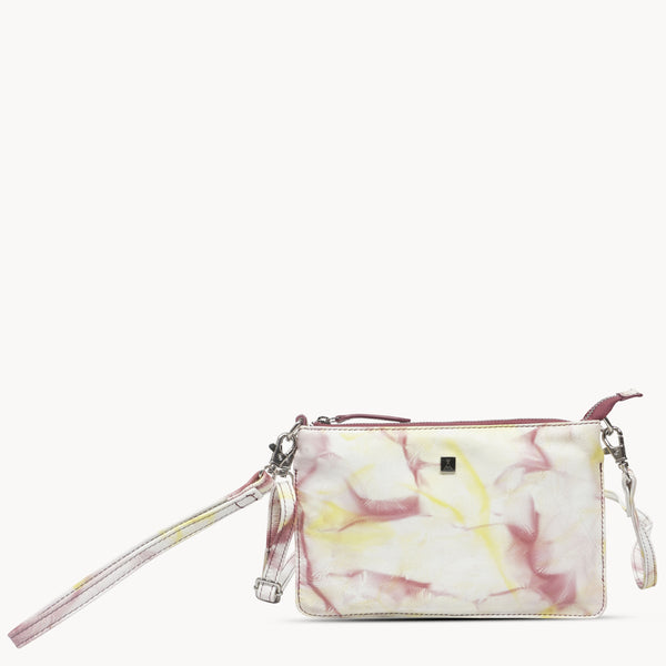 'TODD' Yellow & Red Tie Dye Real Leather Crossbody Wristlet Bag
