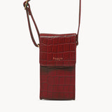 'TRACY' Red Croc Real Leather Crossbody Phone Bag