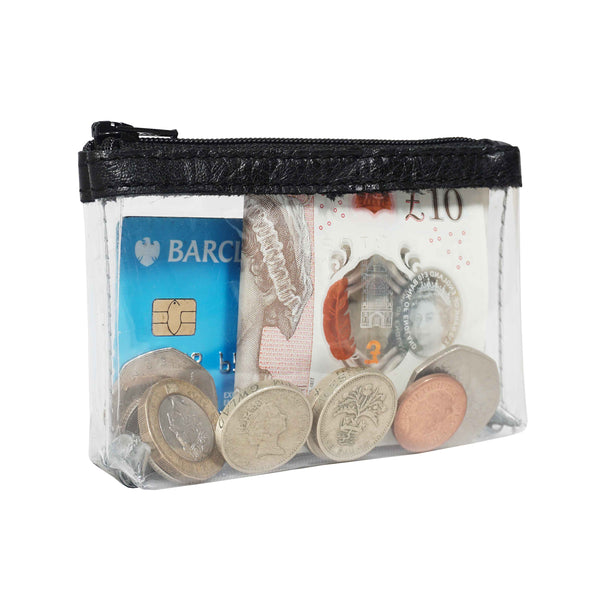 'DINAH' Transparent Zip Top Black Coin Purse