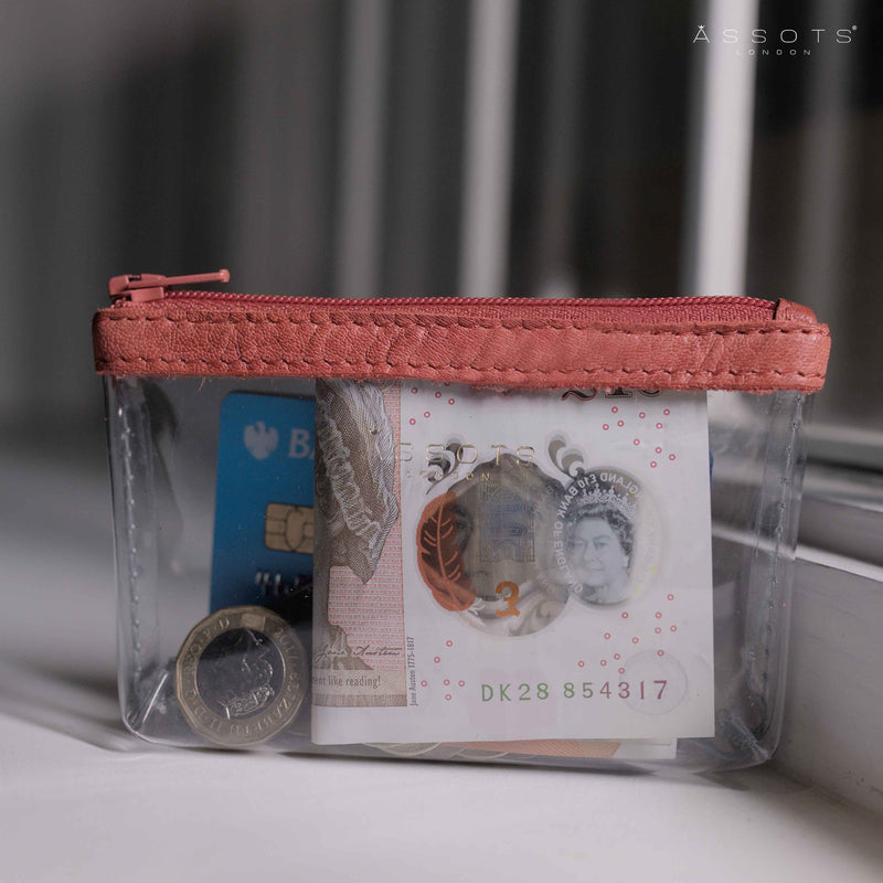'DINAH' Transparent Zip Top Red Coin Purse