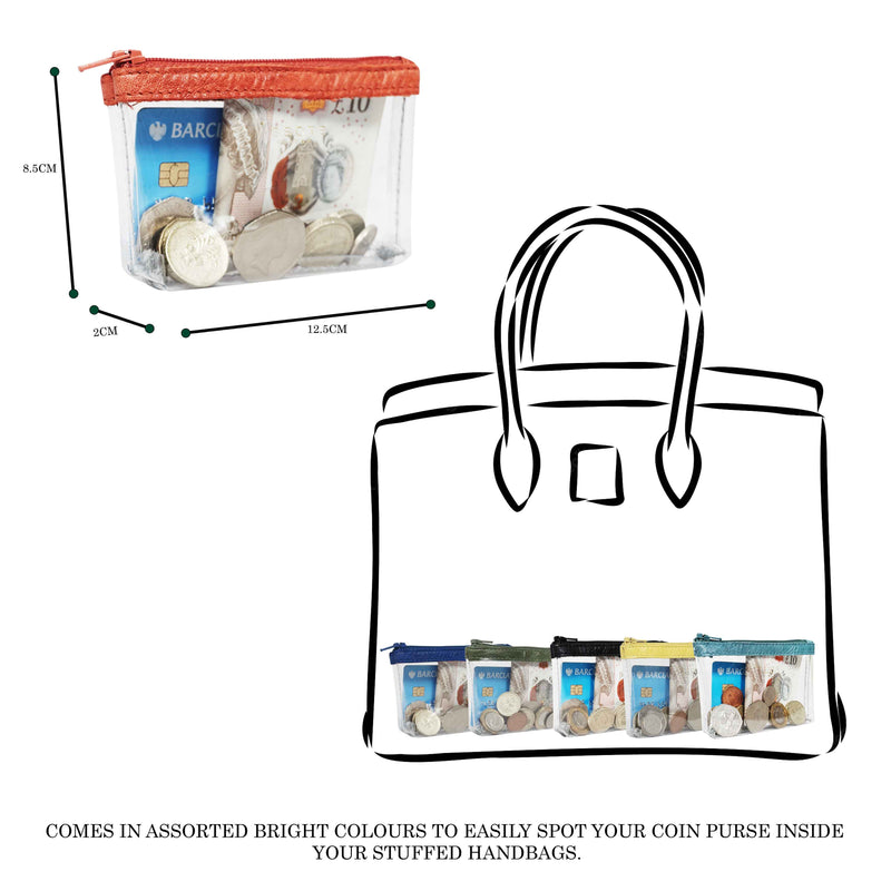 'DINAH' Transparent Zip Top Red Coin Purse