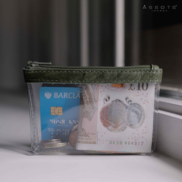 'DINAH' Transparent Zip Top Tree Top Green Coin Purse