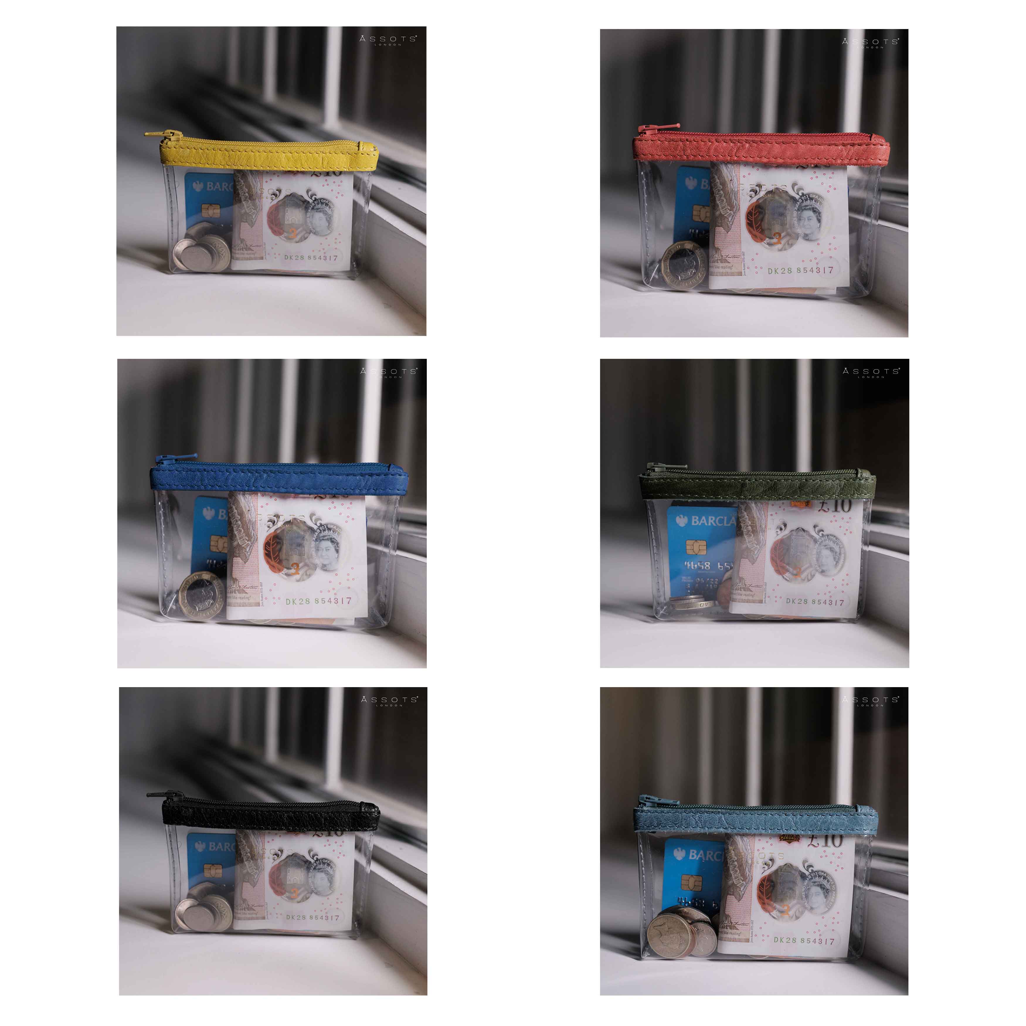 'DINAH' Transparent Zip Top Yellow Coin Purse