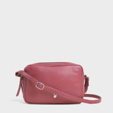 'AVON' Carmine Pink Soft Nappa Full Grain Real Leather Crossbody Bag