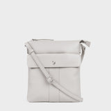 'AMBA' Ice Grey Soft Nappa Full Grain Real Leather Crossbody Bag