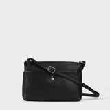 'SANDRA' Black Soft Nappa Full Grain Real Leather Crossbody Bag