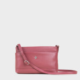 'SANDRA' Carmine Pink Soft Nappa Full Grain Real Leather Crossbody Bag