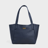 'URBAN TOTE' Navy Pebble Grain Real Leather Work Tote Bag