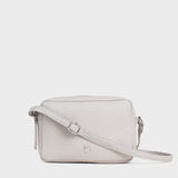 'AVON' Ice Grey Soft Nappa Full Grain Real Leather Crossbody Bag