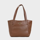 'URBAN TOTE' Tan Pebble Grain Real Leather Work Tote Bag