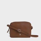 'AVON' Tan Soft Nappa Full Grain Real Leather Crossbody Bag