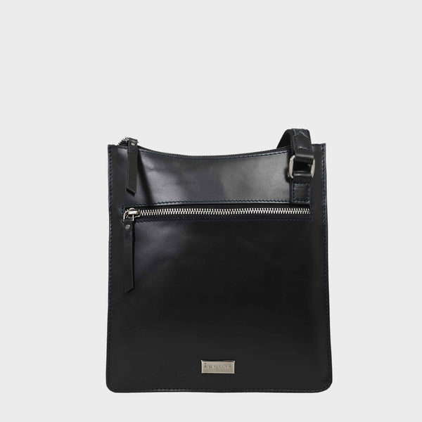 'WILLOW' Black Smooth Leather Crossbody Bag