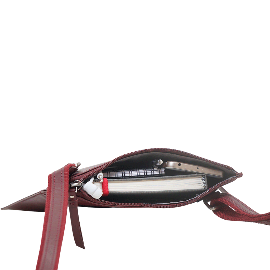 'WILLOW' Burgundy Smooth Leather Crossbody Bag