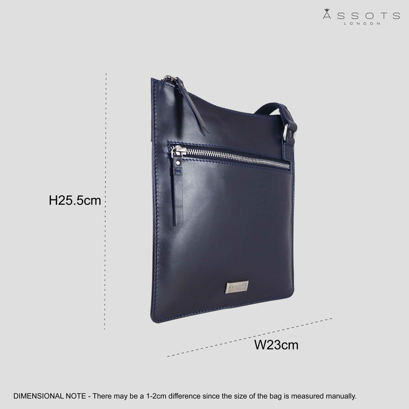 'WILLOW' Navy Smooth Leather Crossbody Bag