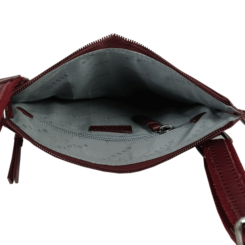 'WILLOW' Burgundy Smooth Leather Crossbody Bag