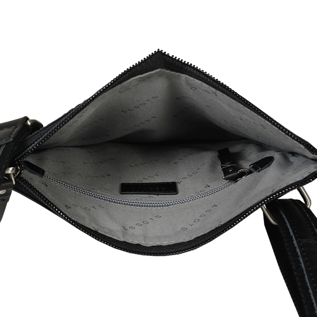 'WILLOW' Black Smooth Leather Crossbody Bag