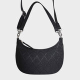 'Wonder Weave' Black Real Leather Woven Designer Shoulder Crossbody Bag