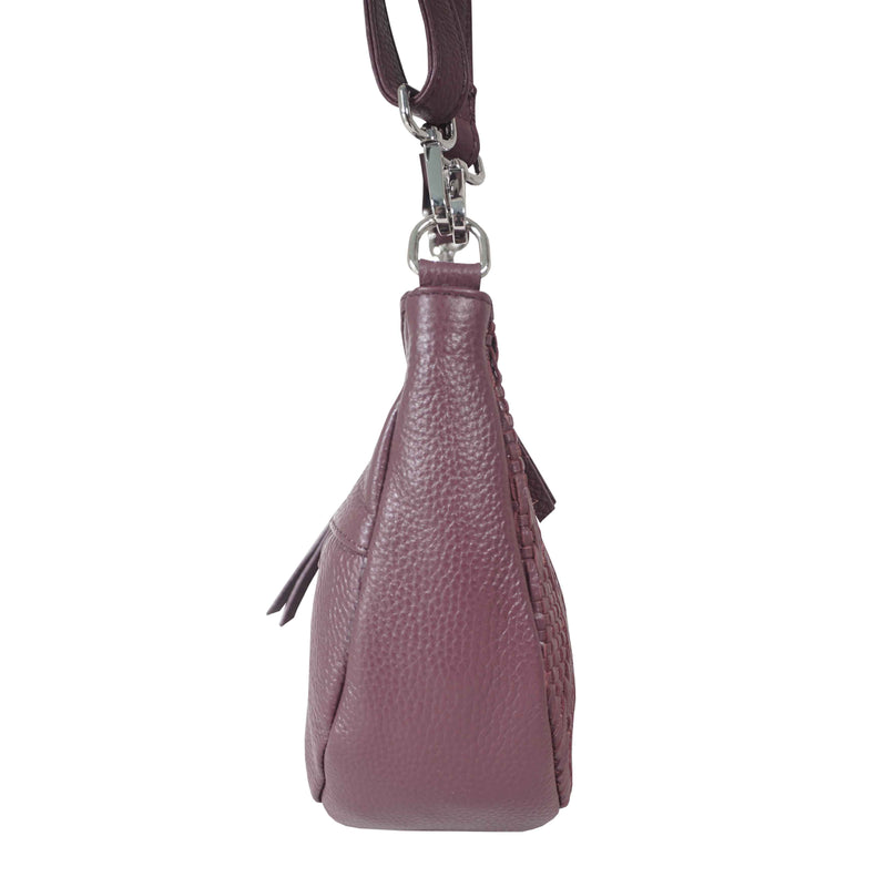 'Wonder Weave' Burgundy Real Leather Woven Designer Shoulder Crossbody Bag