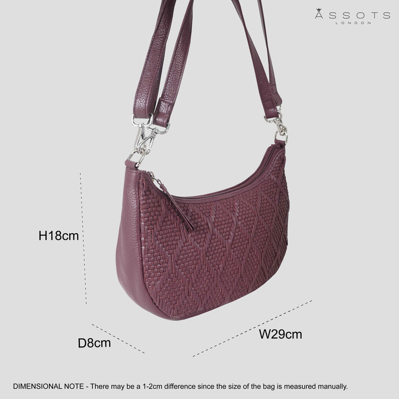 'Wonder Weave' Burgundy Real Leather Woven Designer Shoulder Crossbody Bag