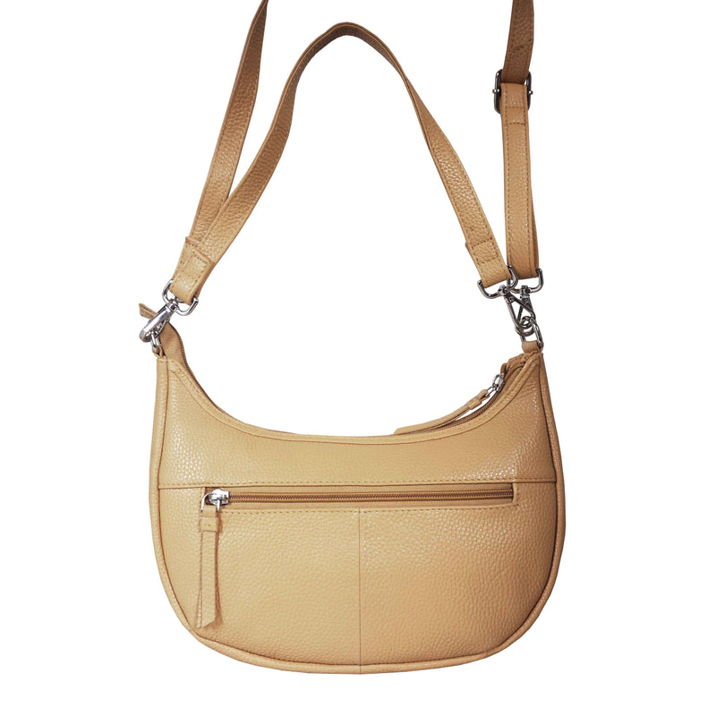 'Wonder Weave' Camel Real Leather Woven Designer Shoulder Crossbody Bag