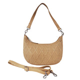 'Wonder Weave' Camel Real Leather Woven Designer Shoulder Crossbody Bag