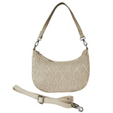 'Wonder Weave' Cream Real Leather Woven Designer Shoulder Crossbody Bag