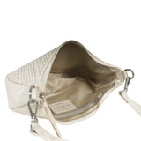 'Wonder Weave' Cream Real Leather Woven Designer Shoulder Crossbody Bag