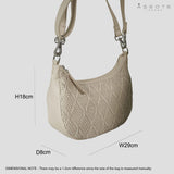 'Wonder Weave' Cream Real Leather Woven Designer Shoulder Crossbody Bag