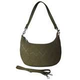 'Wonder Weave' Deep Olive Real Leather Woven Designer Shoulder Crossbody Bag