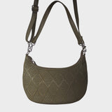 'Wonder Weave' Deep Olive Real Leather Woven Designer Shoulder Crossbody Bag