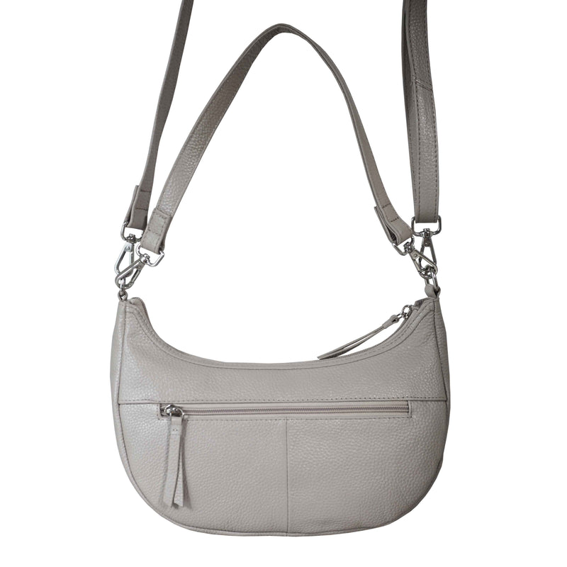 'Wonder Weave' Ice Grey Real Leather Woven Designer Shoulder Crossbody Bag