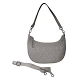 'Wonder Weave' Ice Grey Real Leather Woven Designer Shoulder Crossbody Bag