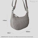 'Wonder Weave' Ice Grey Real Leather Woven Designer Shoulder Crossbody Bag