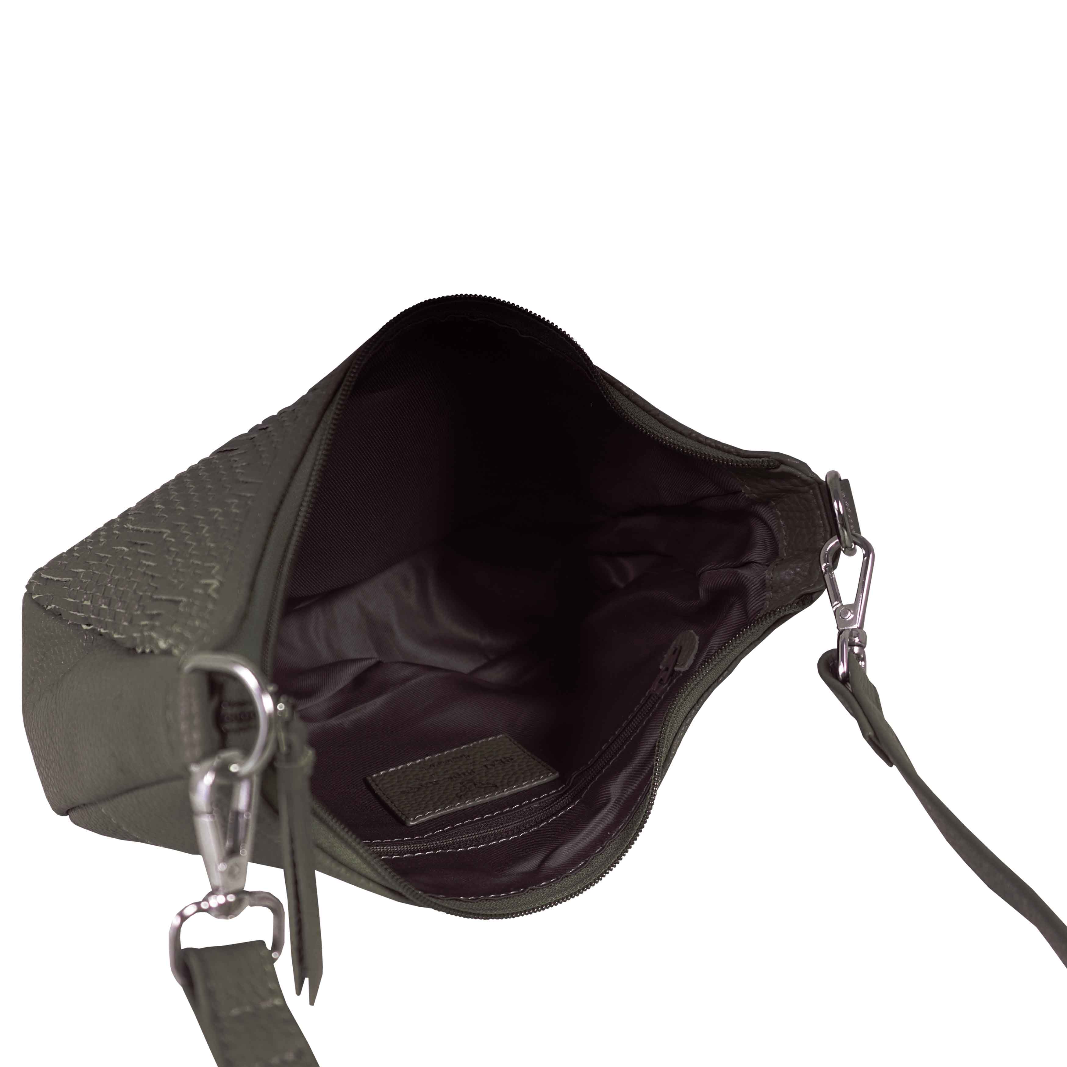 'Wonder Weave' Light Olive Real Leather Woven Designer Shoulder Crossbody Bag