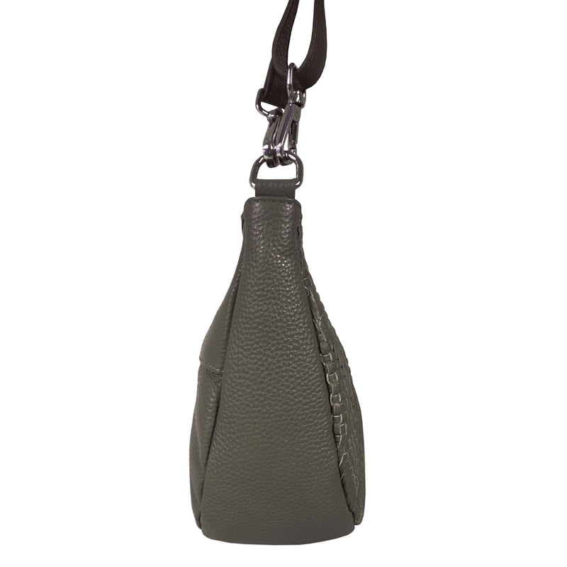 'Wonder Weave' Light Olive Real Leather Woven Designer Shoulder Crossbody Bag