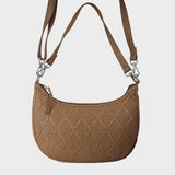 'Wonder Weave' Light Tan Real Leather Woven Designer Shoulder Crossbody Bag