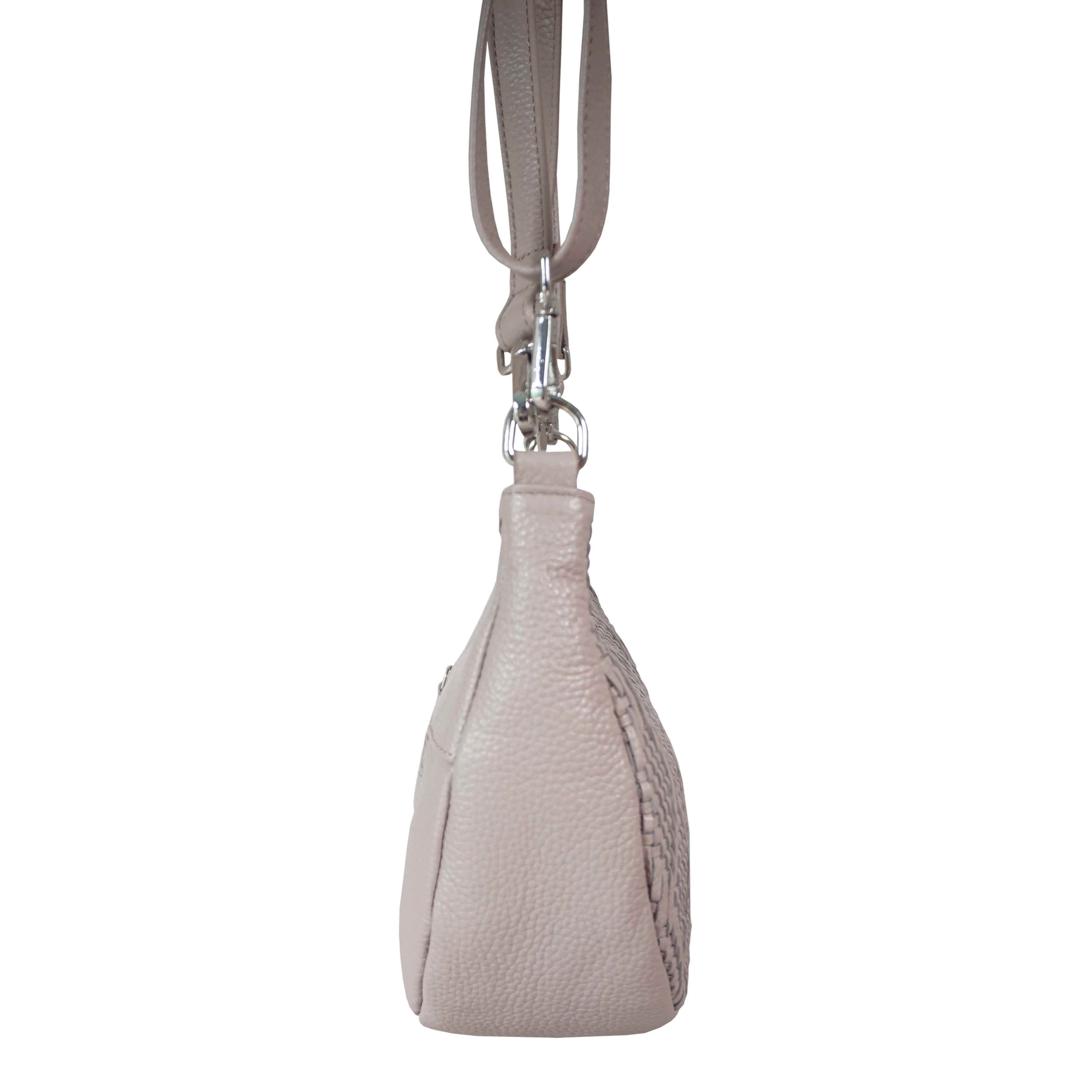 'Wonder Weave' Nude Pink Real Leather Woven Designer Shoulder Crossbody Bag