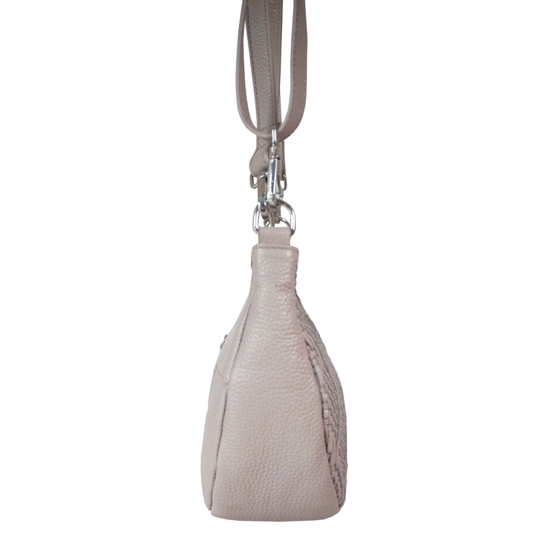 'Wonder Weave' Nude Pink Real Leather Woven Designer Shoulder Crossbody Bag