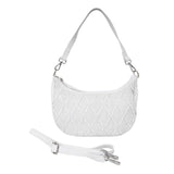 'Wonder Weave' White Real Leather Woven Designer Shoulder Crossbody Bag