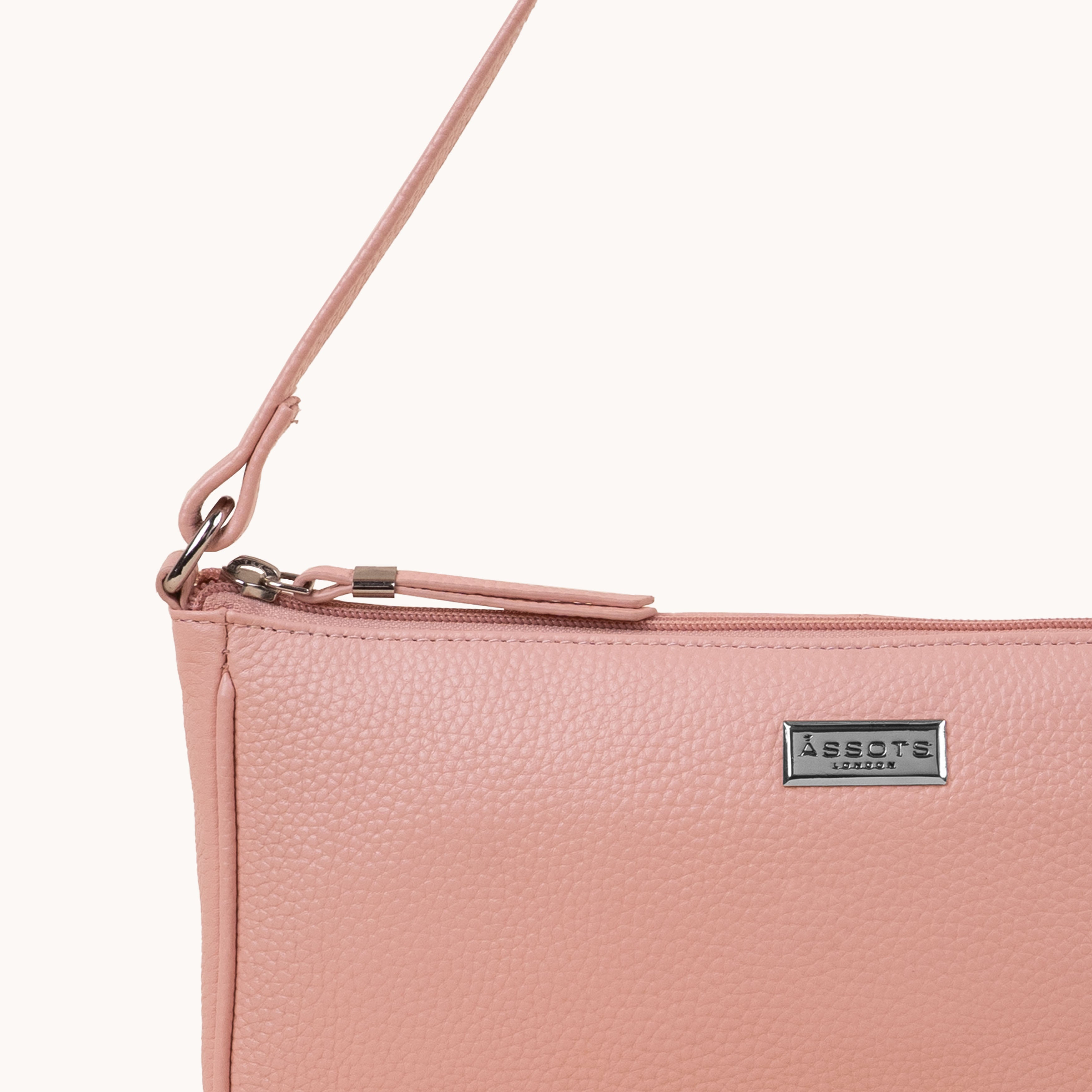 'ZARA' Peach Pebble Grain Real Leather Shoulder Bag