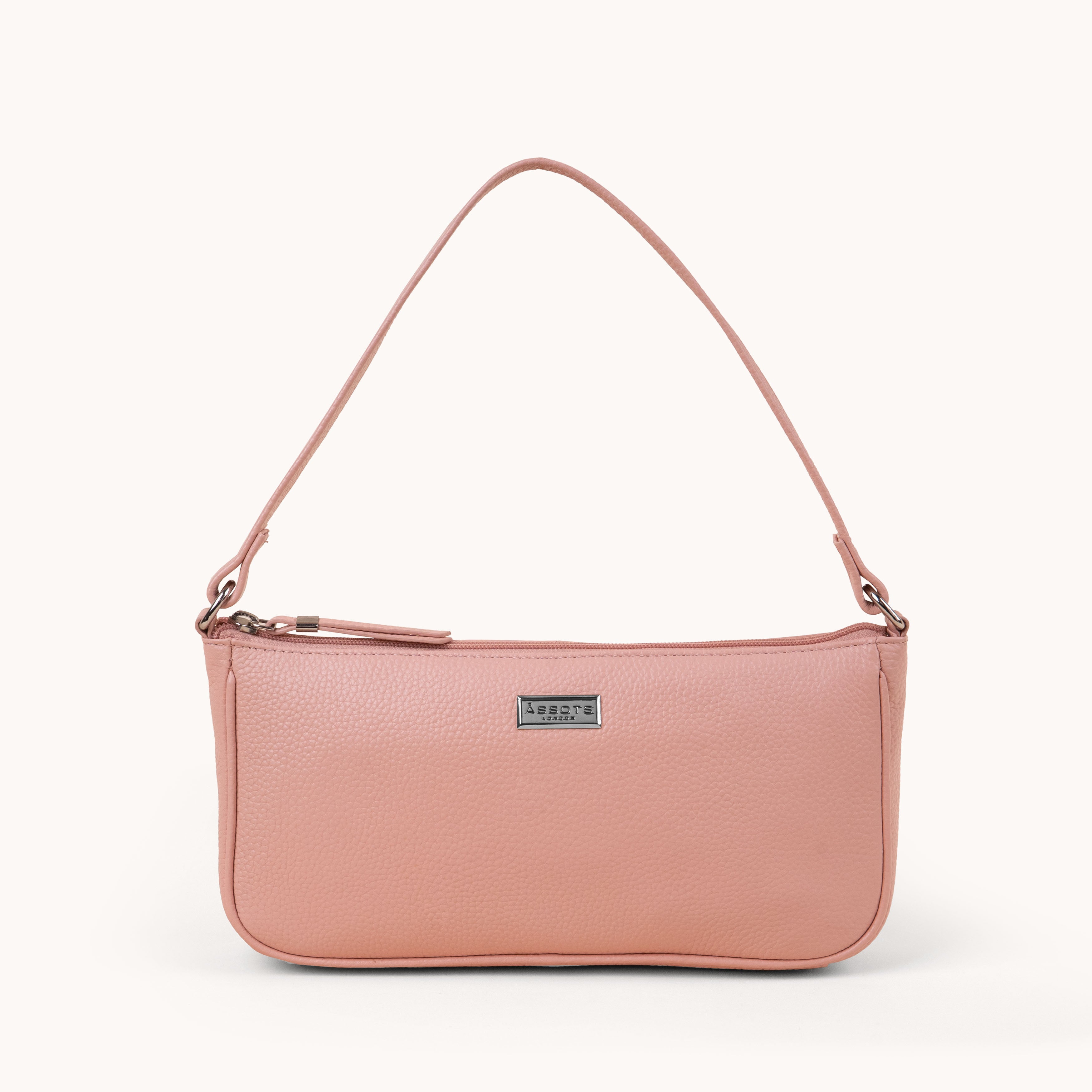 'ZARA' Peach Pebble Grain Real Leather Shoulder Bag