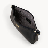 'ZARA' Black Soft Pebble Grain Real Leather Baguette Shoulder Bag
