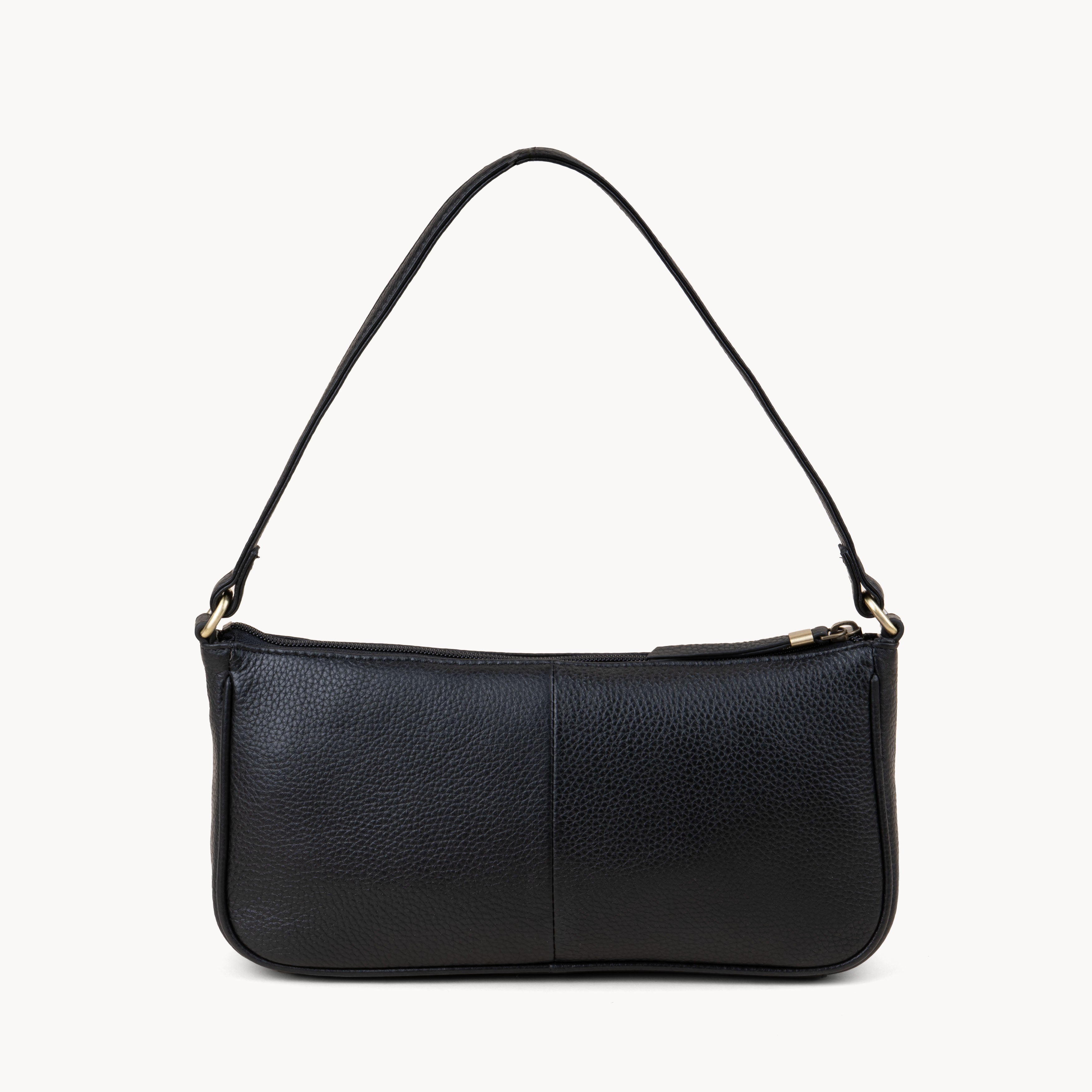 ZARA' Black Soft Real Leather Baguette 90s Shoulder Bag for Women