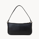 'ZARA' Black Soft Pebble Grain Real Leather Baguette Shoulder Bag