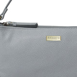 'ZARA' Cashmere Blue Soft Pebble Grain Real Leather Baguette Shoulder Bag