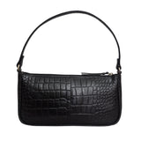 'ZARA' Black Croc Real Leather Baguette Shoulder Bag