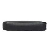 'ZARA' Black Soft Pebble Grain Real Leather Baguette Shoulder Bag